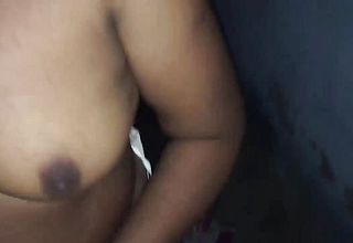 tamil aunty getting naked showing boob in bathroom