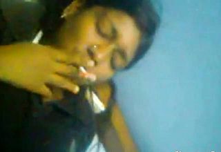 Desi girl smoking and giving blowjob